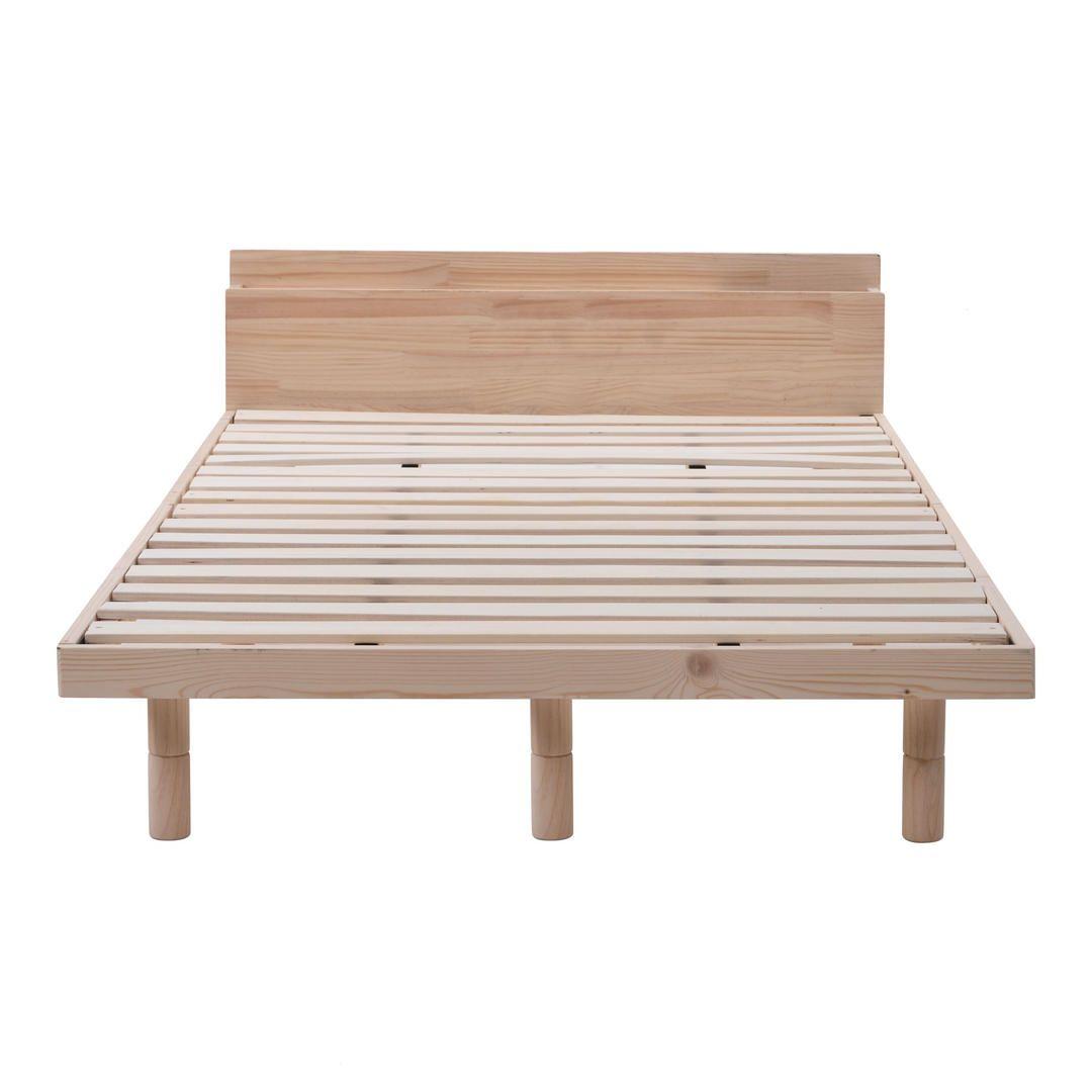 ダブル  すのこベッド 天然木 収納付き　2口コンセント付き