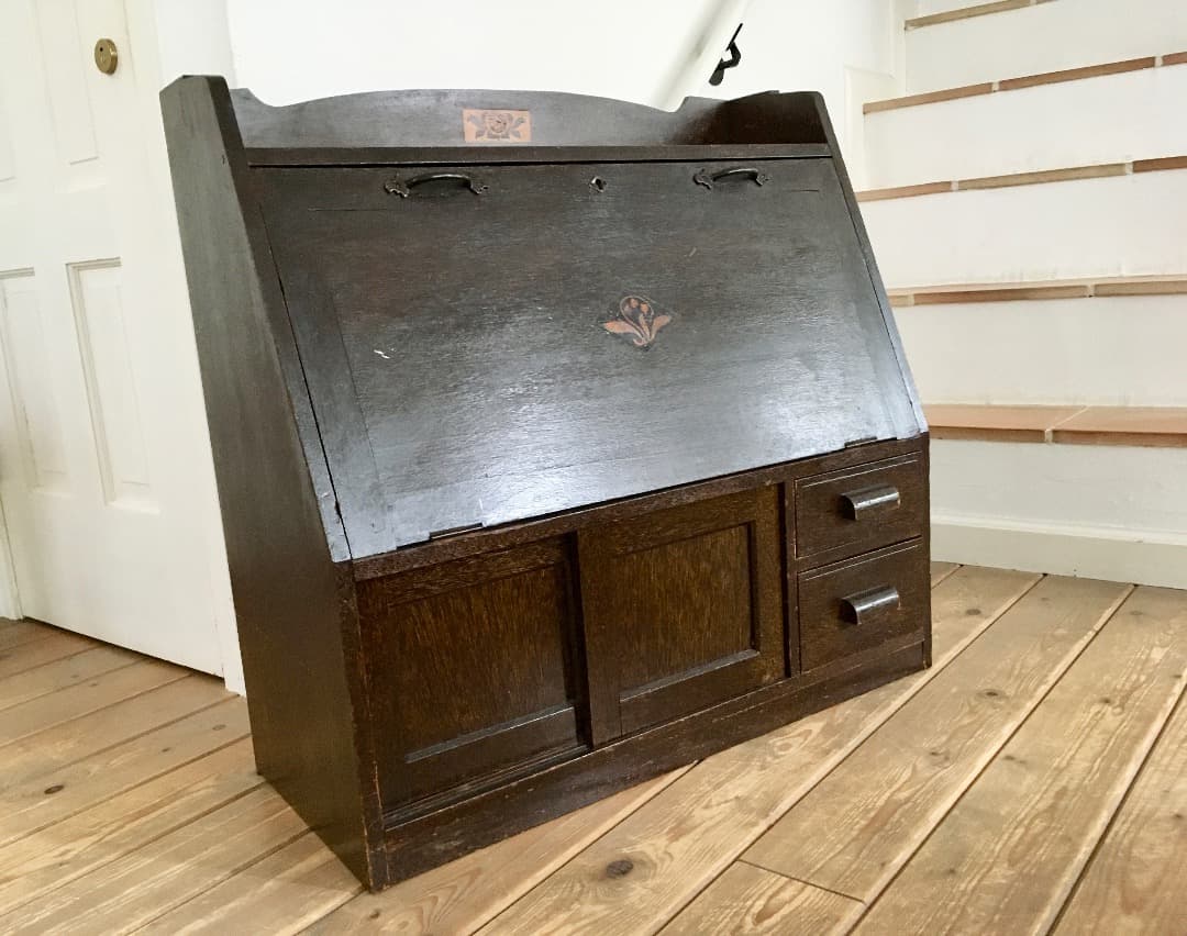 【 時代簿記机 】天然木 作業台 ☆☆ レトロアンティークビンテージ