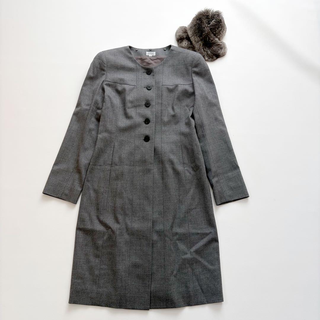 高級 FOXEY チンチラファー　ウール ロングコート フォクシー 40 グレー