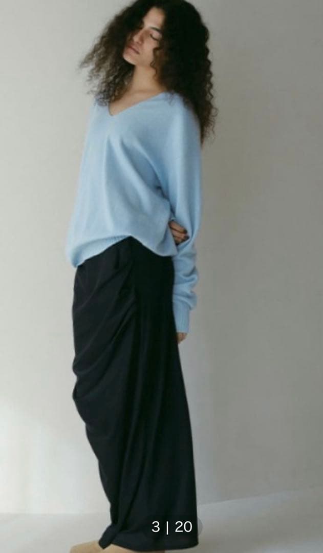 新品　ETRE TOKYO サイドランダムギャザーロングスカート　M