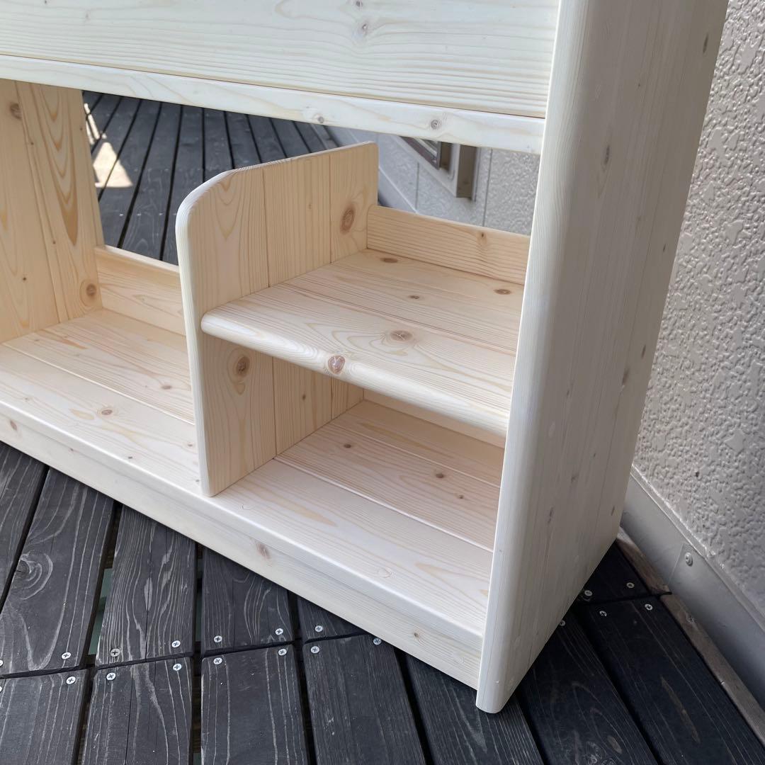 ★彡【新品】通常サイズ　ワトコオイル（ホワイト）ワイドA　絵本棚　ハンドメイド