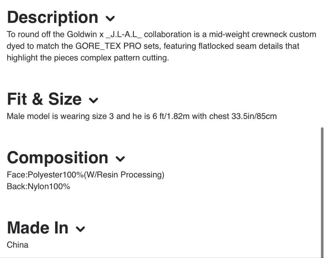 _J.L-A.L_ × GOLDWIN Crewneck Top