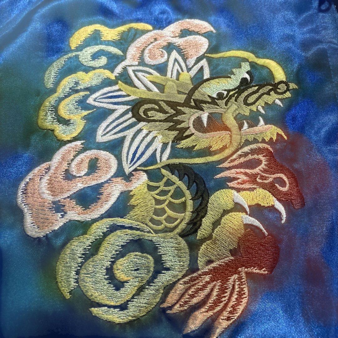【リバーシブル】スカジャン スーベニアジャケット L位 龍 鷲 富士山 豪華刺繍