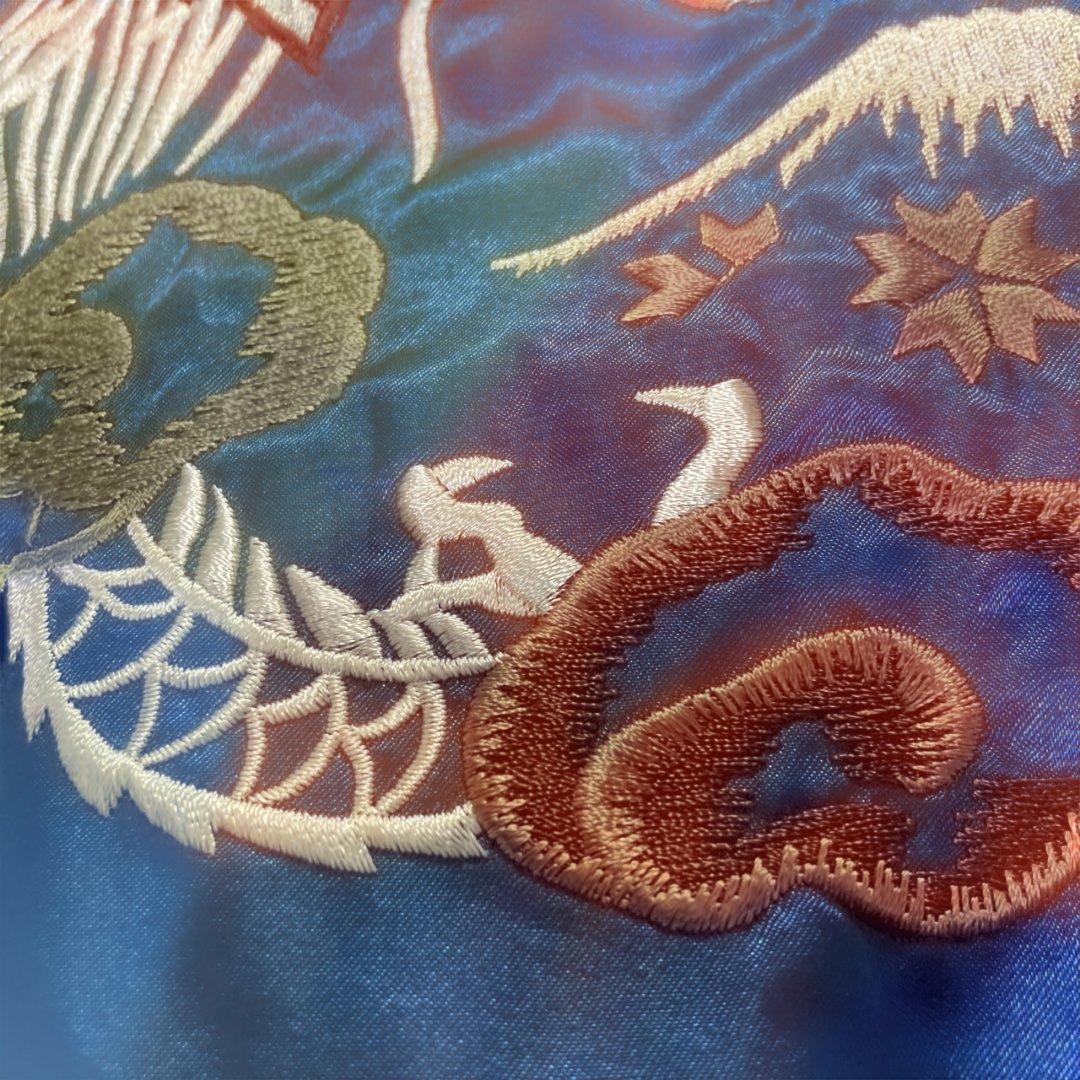 【リバーシブル】スカジャン スーベニアジャケット L位 龍 鷲 富士山 豪華刺繍