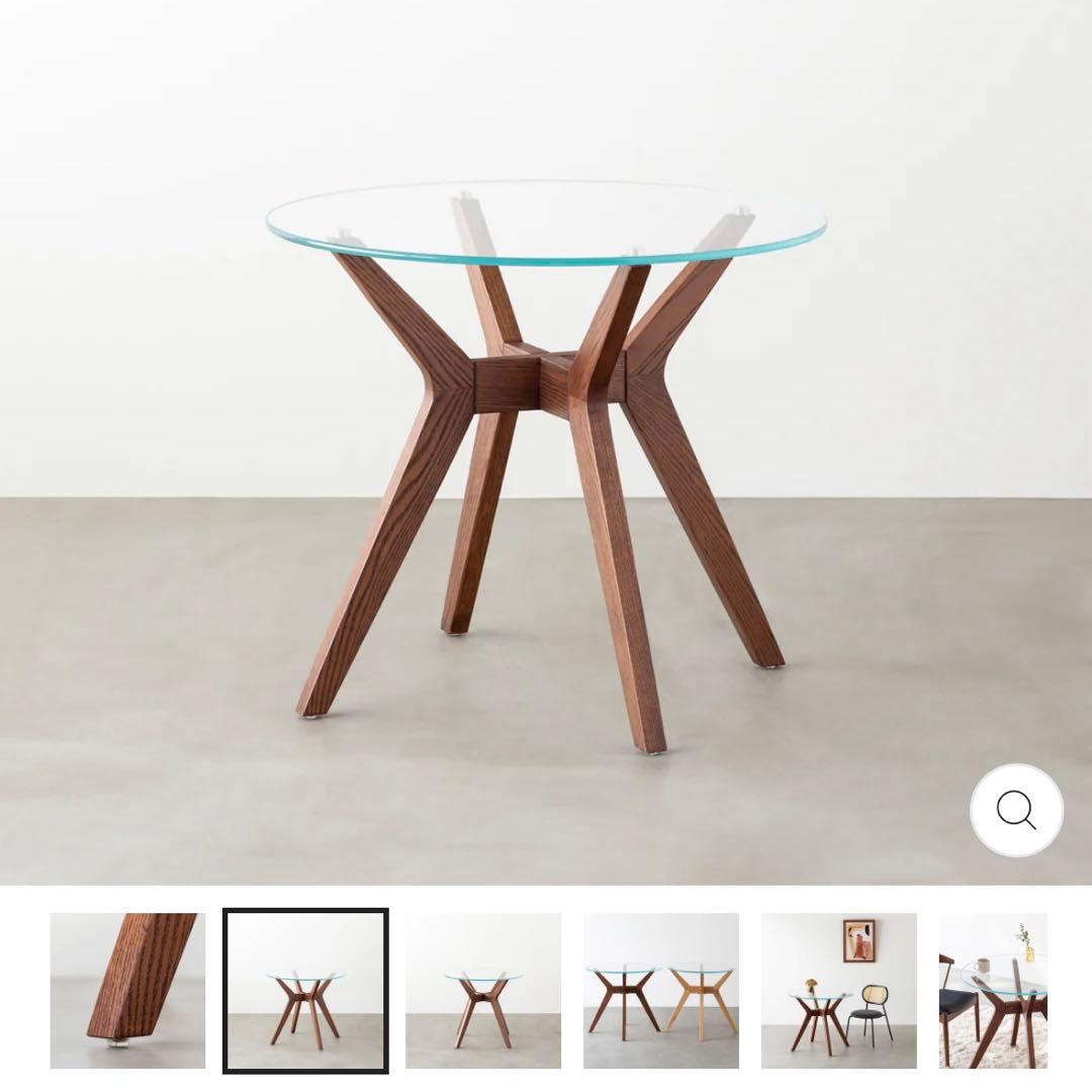 THE CAFE TABLE / ガラス × H 木製脚　オーク無垢材