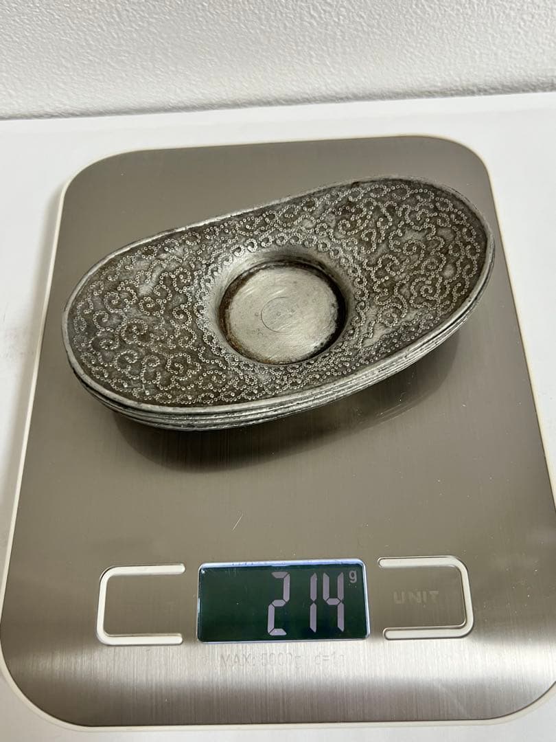 時代物 中国？錫 唐物 点銅茶托5客 茶道具 旧家藏出