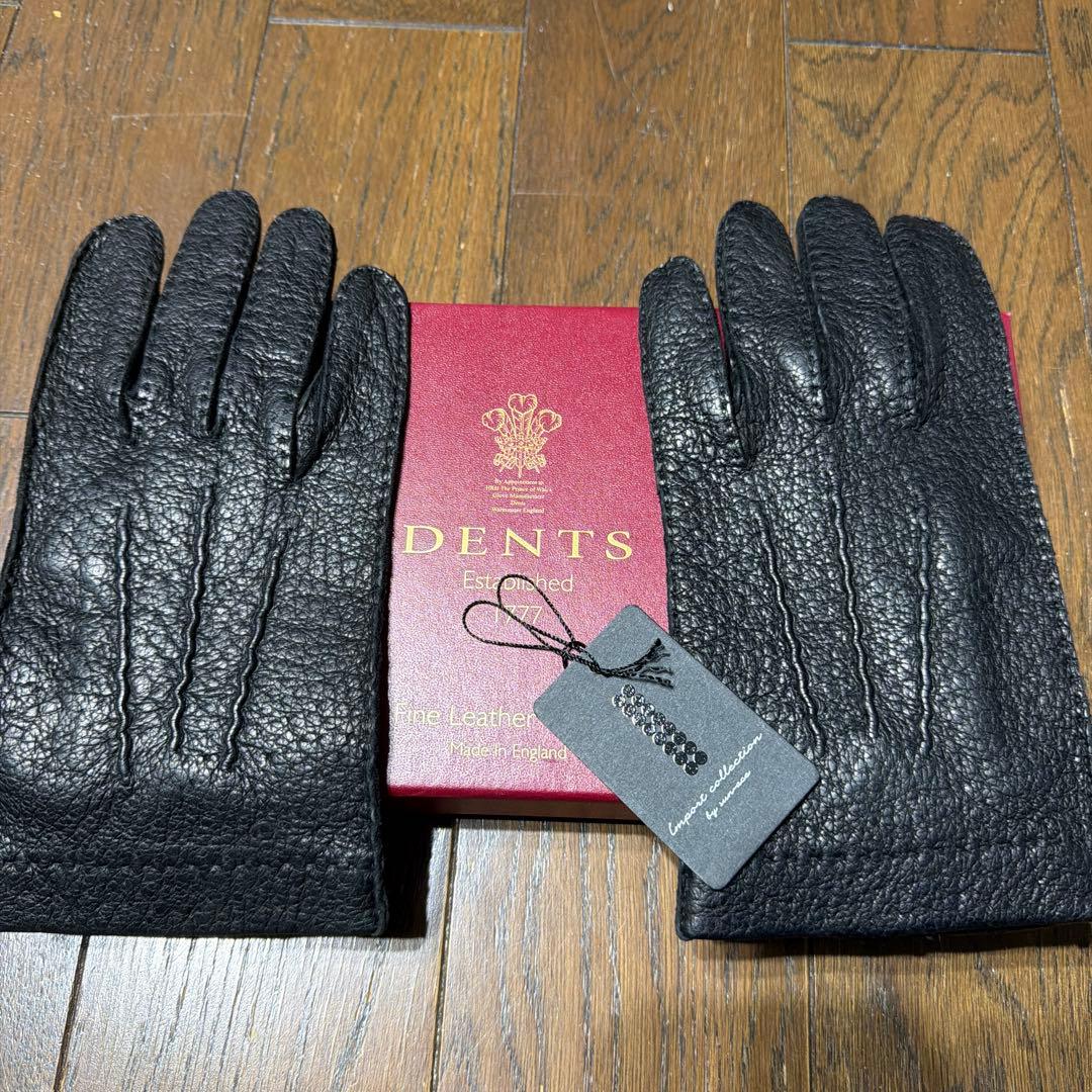 DENTS ペッカリー手袋 黒　　8.0