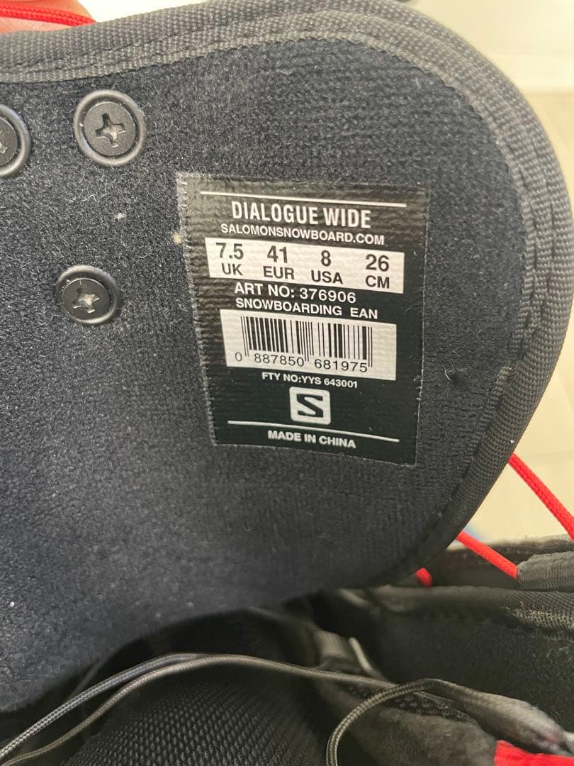 美品 Salomon スノーボードブーツ ブラック/レッド 26cm