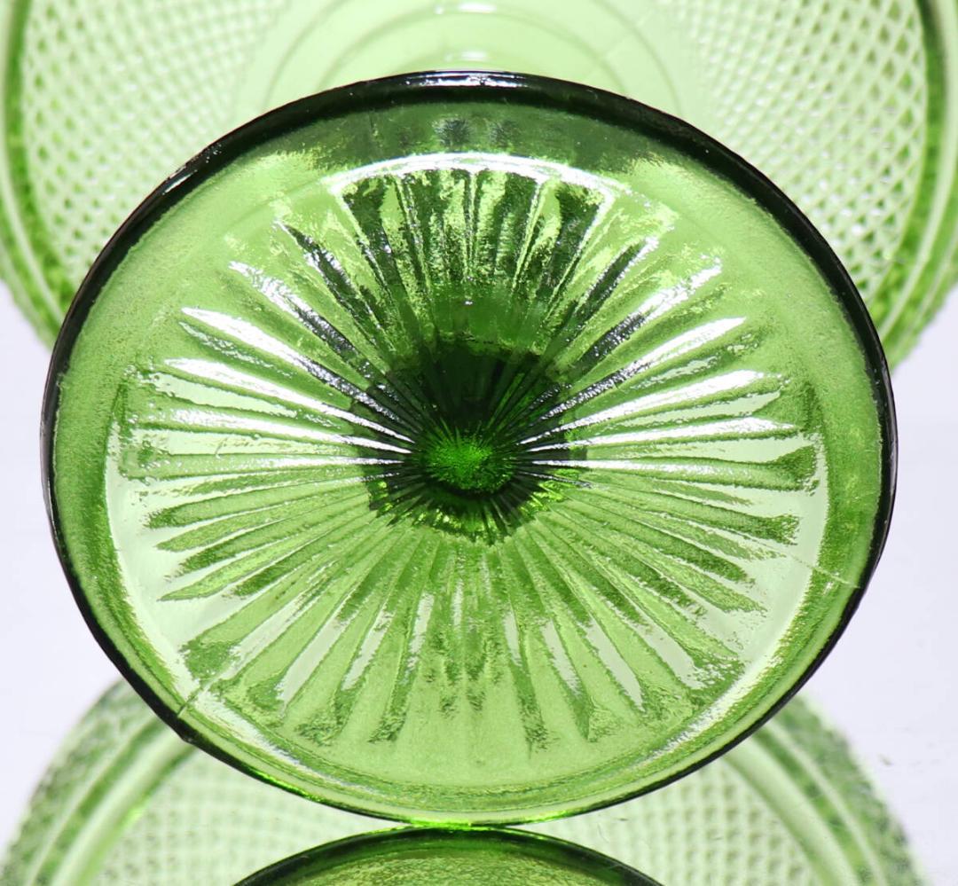 オールド・バカラ レアカラー薄緑1.9kg23cm 特大切子コンポートディアマン