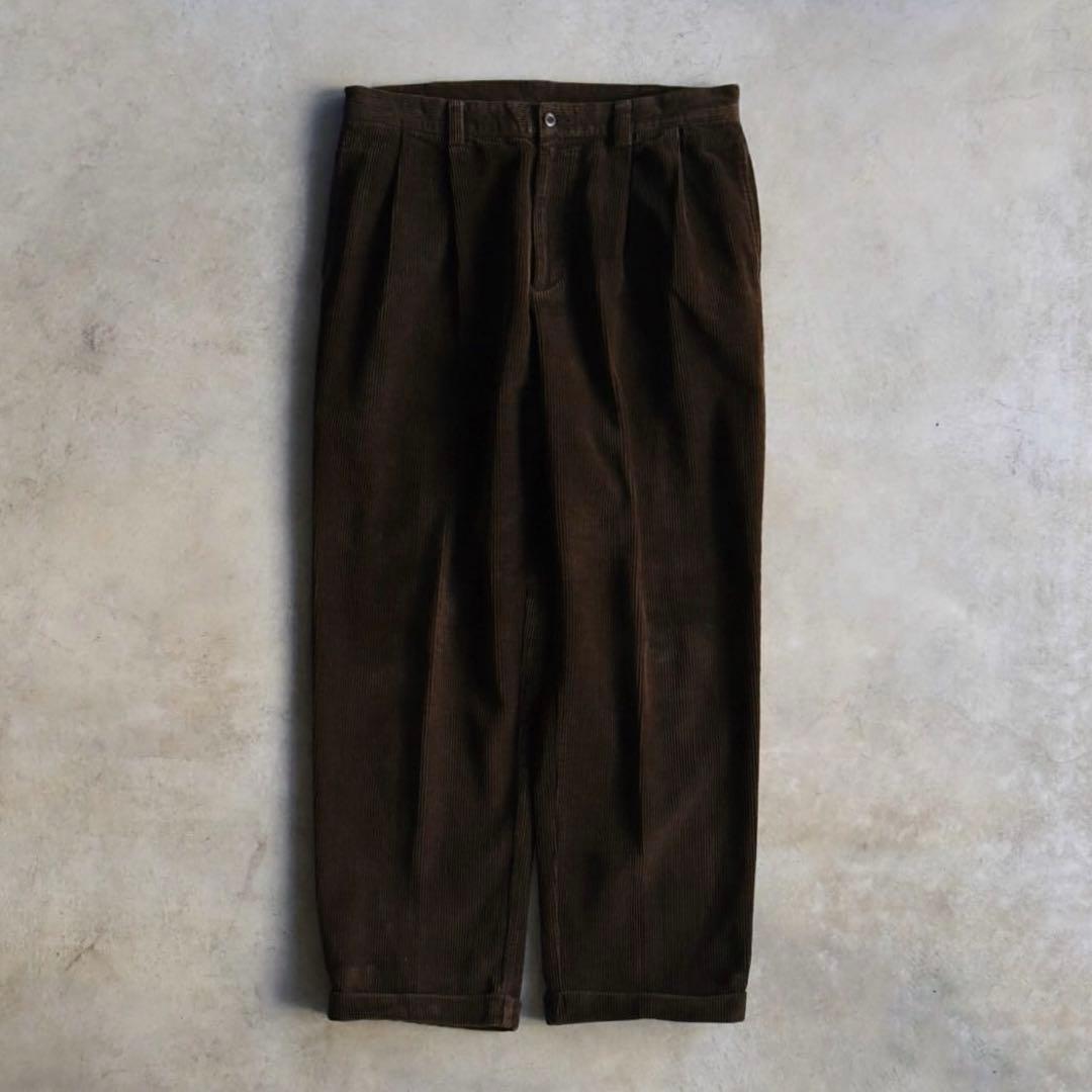 90s ブルックスブラザーズ ツータック コーデュロイスラックス W36 L32