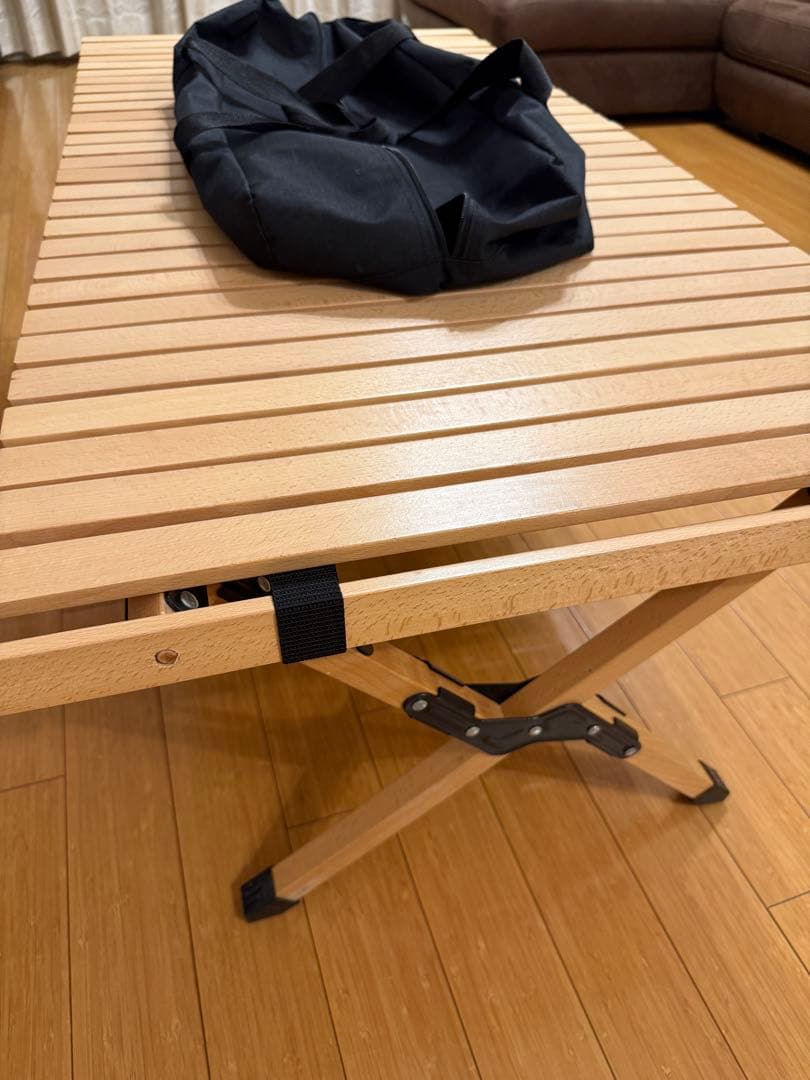 ウッドロールトップテーブル 天然木120cm/60cm コンパクト