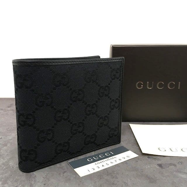 送料込み！ 未使用品 GUCCI 二つ折り財布 ブラック 箱付き 484