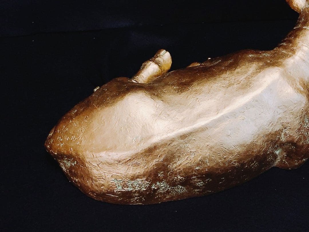 【希少】彫刻家 富永直樹 「福牛」文化勲章受章 ブロンズ像 本金箔仕上 共箱付き