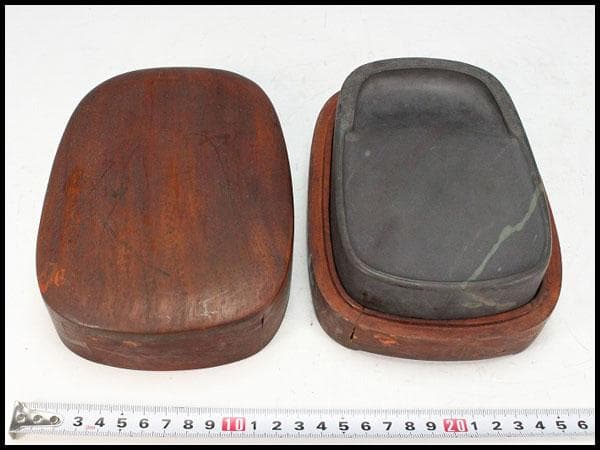 中国美術 楕円形 端渓 硯 文房具(K-LC733)