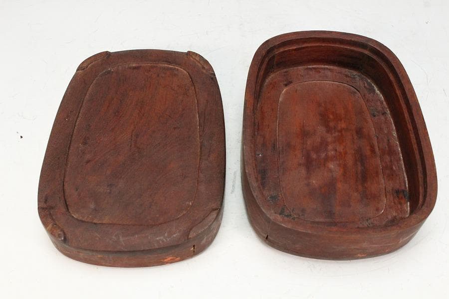 中国美術 楕円形 端渓 硯 文房具(K-LC733)