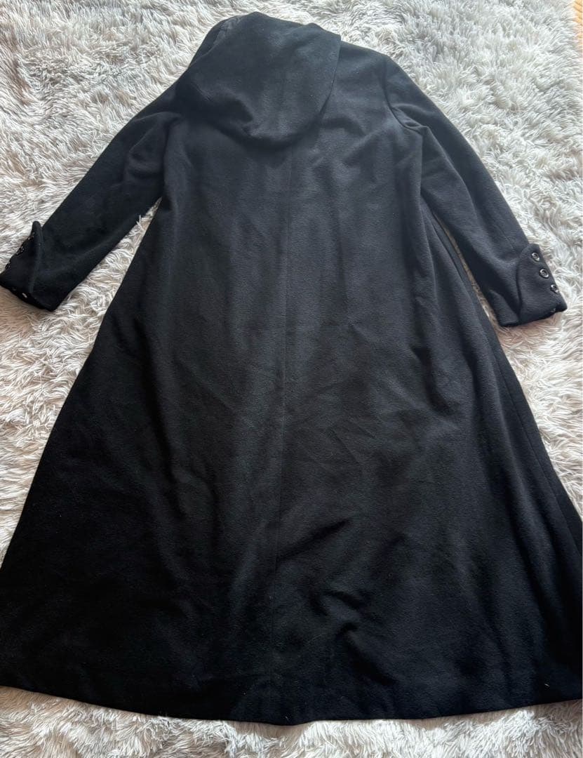 PEACE NOW フードロングコート 黒 M Aライン ピースナウ ウール