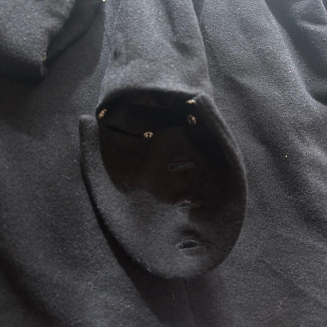 PEACE NOW フードロングコート 黒 M Aライン ピースナウ ウール