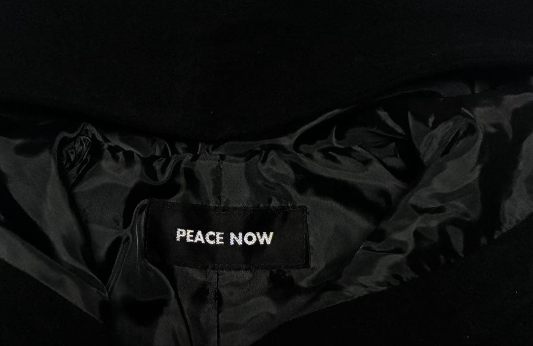 PEACE NOW フードロングコート 黒 M Aライン ピースナウ ウール