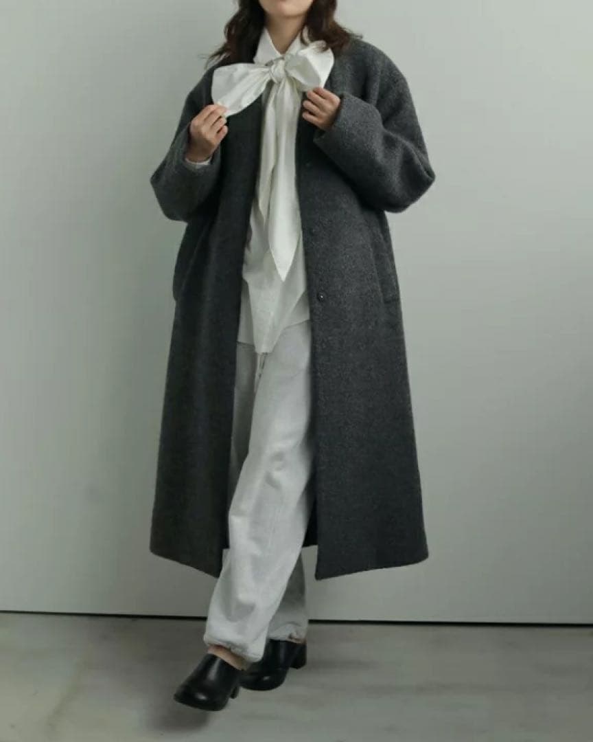 ànuke Collarless Cocoon Coat 36