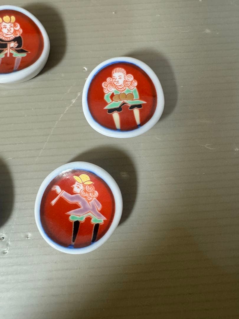 2575 深川製磁　丸玉異人絵箸置　5客　未使用