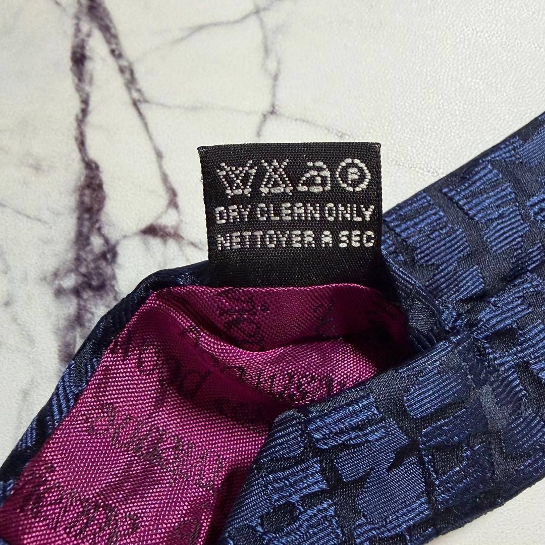 Vivienne Westwoodネイビー シルク ネクタイ 模様入り