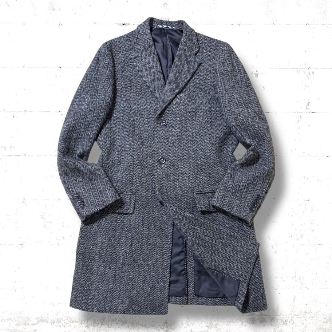 美品　XLサイズ　ハリスツイード　クリケット　ウール　ロング　チェスター　コート