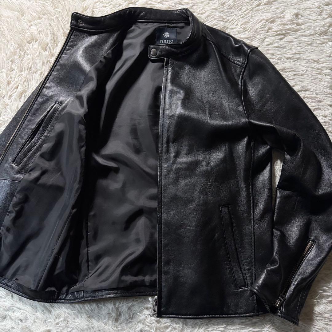 ニ*ノ様 美品✨ナノユニバース　ライダースジャケット　シングル　羊革　ブラック