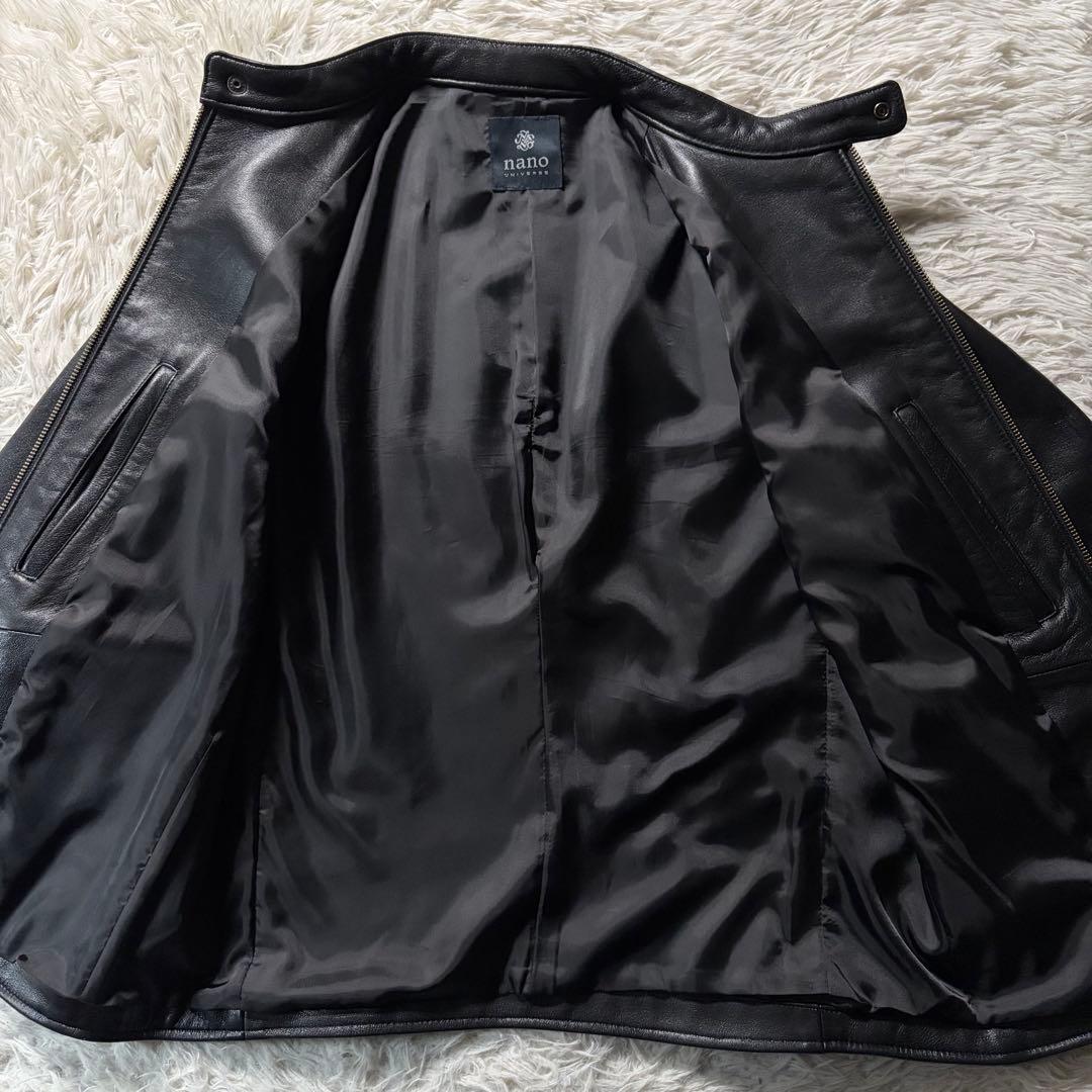 ニ*ノ様 美品✨ナノユニバース　ライダースジャケット　シングル　羊革　ブラック