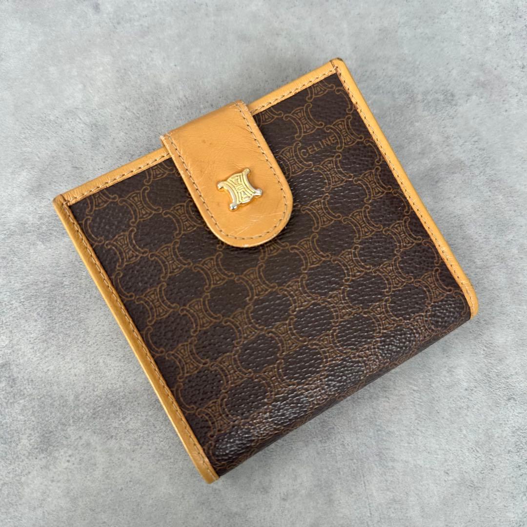 Vintage CELINE トリオンフ　マカダム柄　二つ折り財布