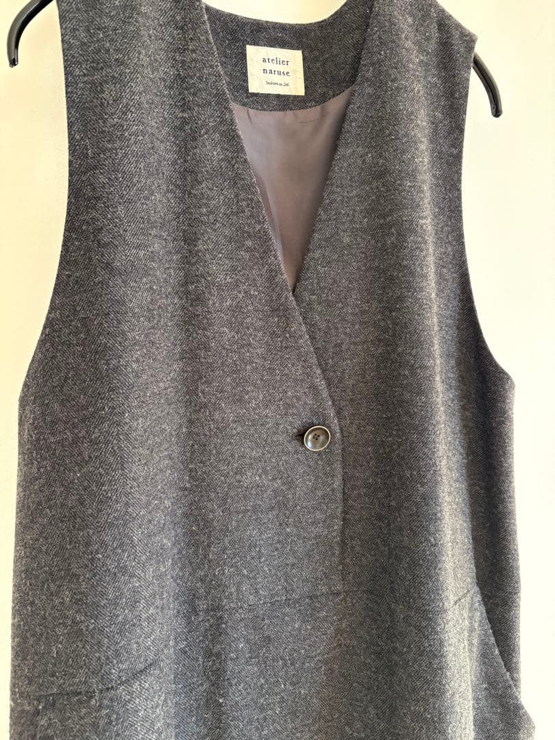 【美品】atelier naruseアトリエナルセ人気のジャンパースカートグレイ