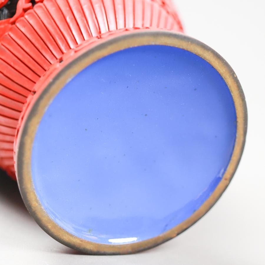 紫禁城 中国堆朱 七宝花瓶 25cm