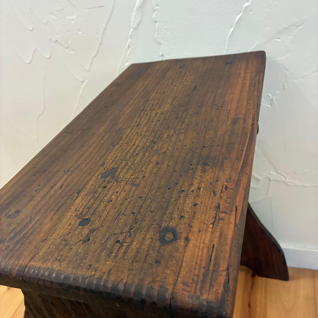 昭和レトロ　ヴィンテージ　木製スツール　花台　踏み台　古道具