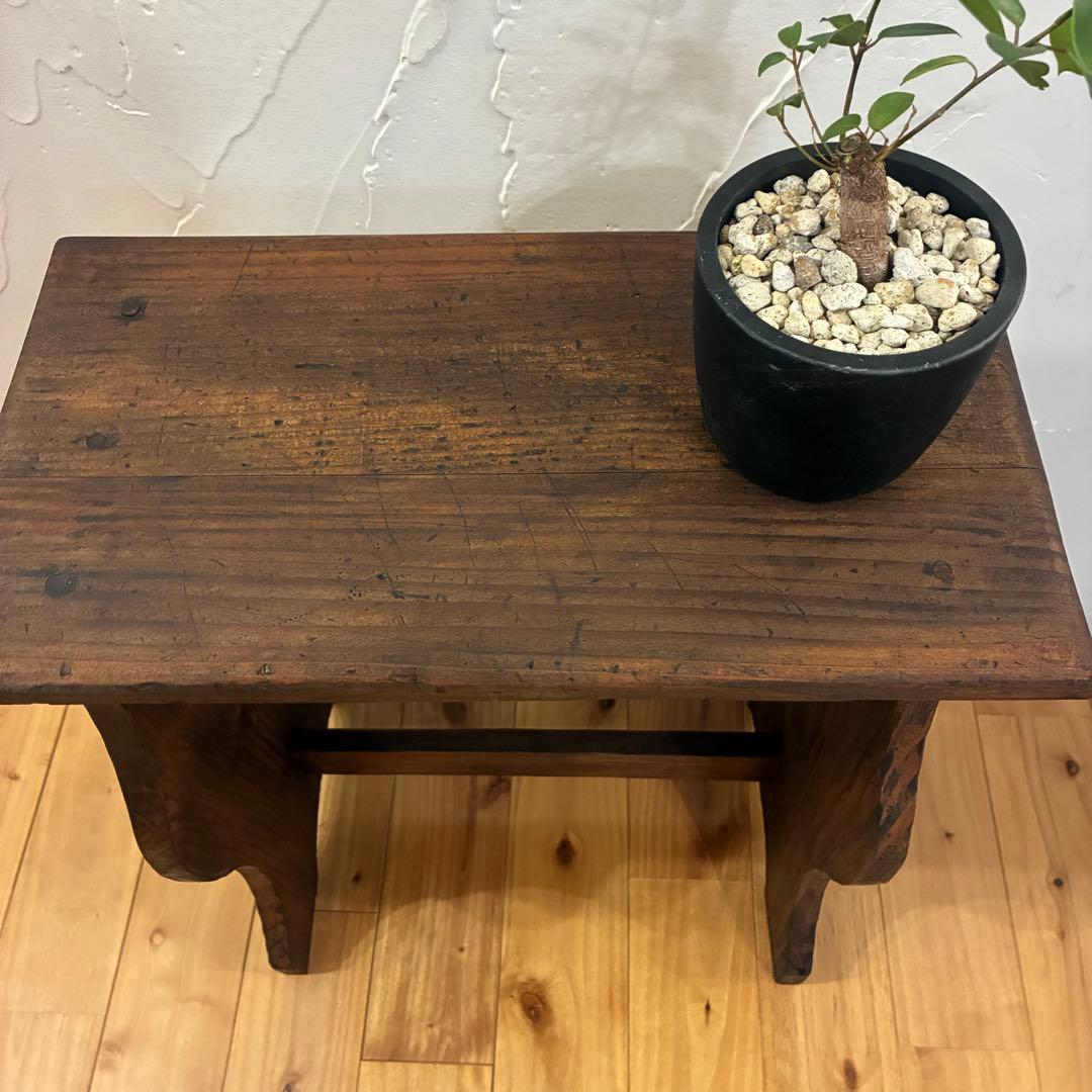 昭和レトロ　ヴィンテージ　木製スツール　花台　踏み台　古道具