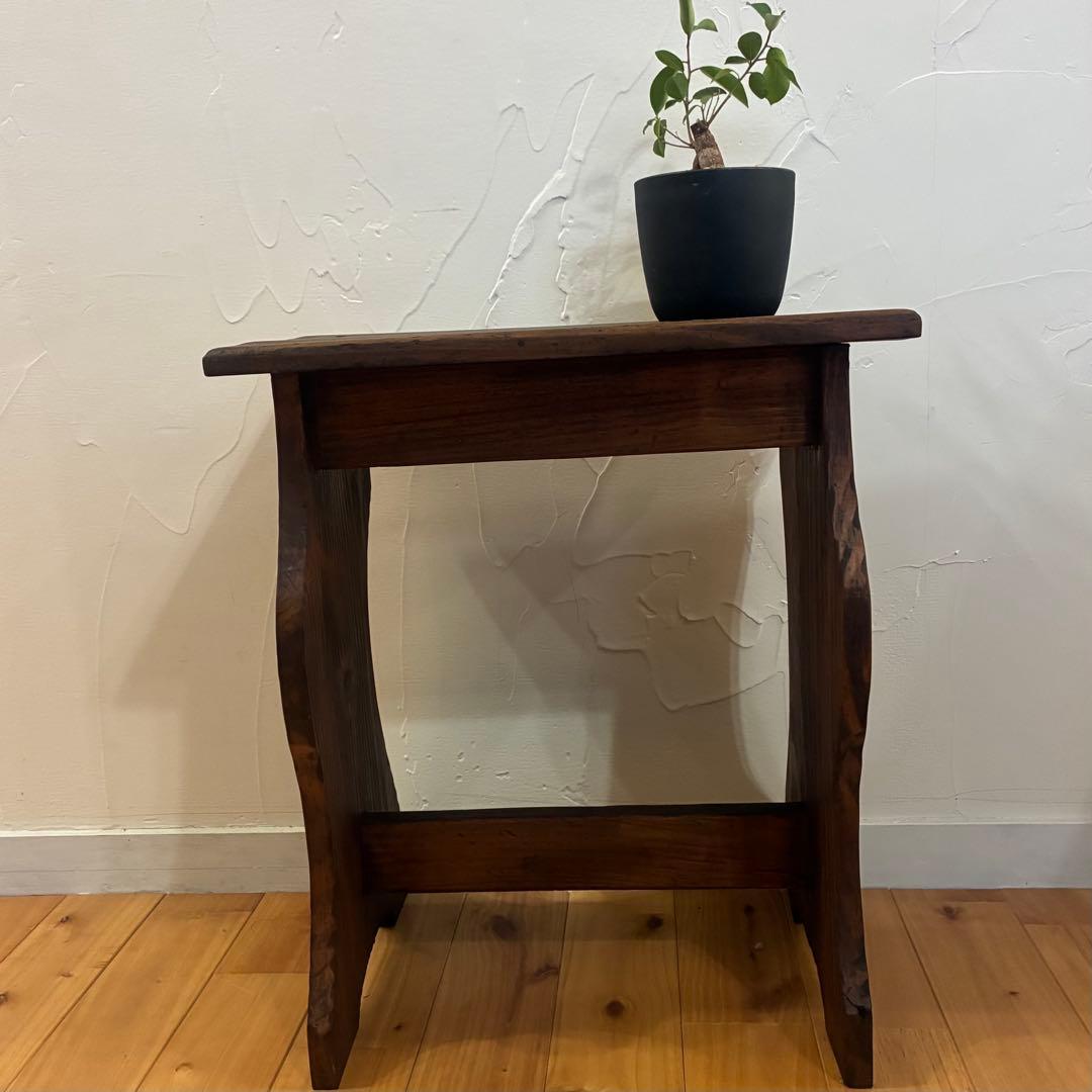 昭和レトロ　ヴィンテージ　木製スツール　花台　踏み台　古道具
