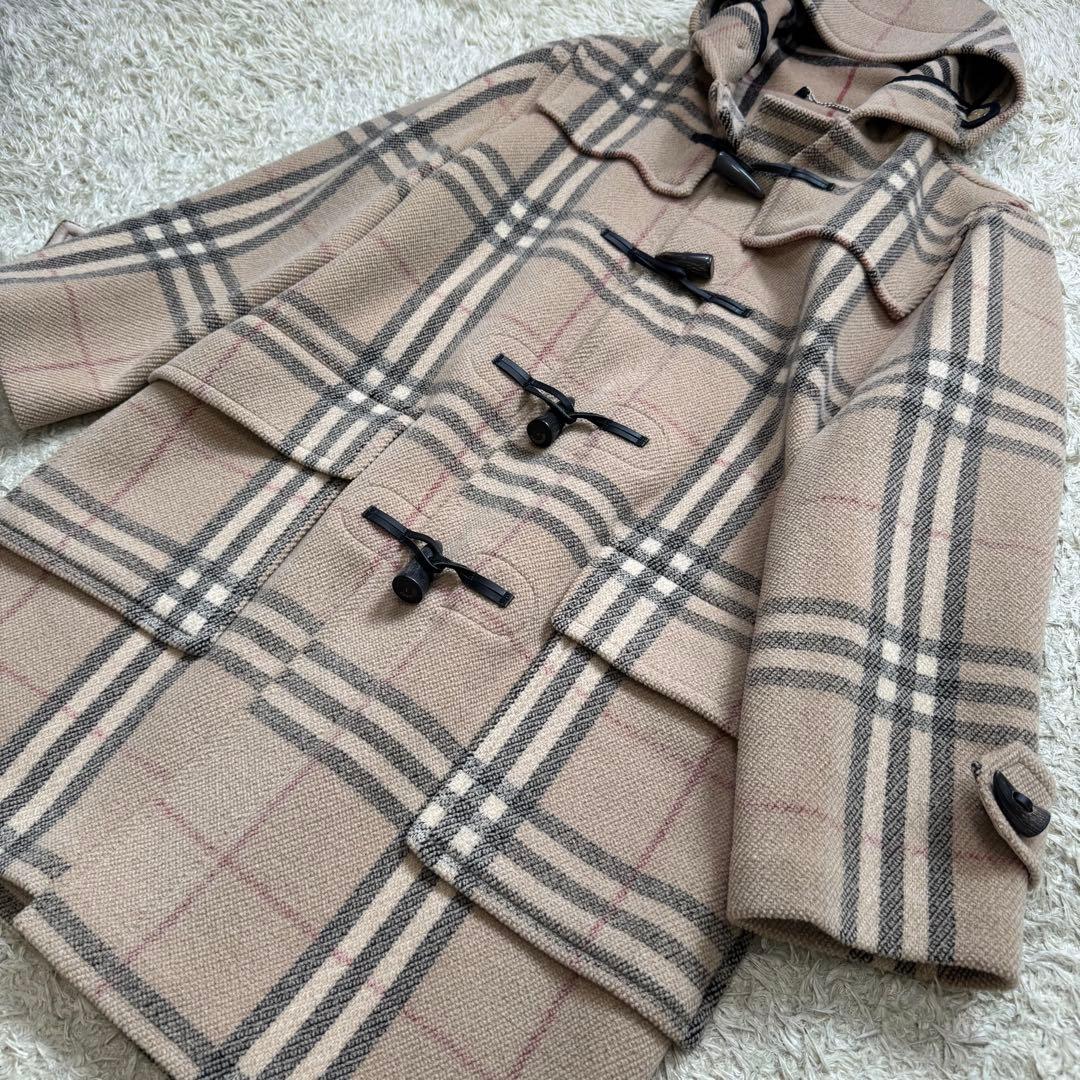 美品　バーバリーロンドン　レディース　ダッフルコート　フード　ノバチェック　L