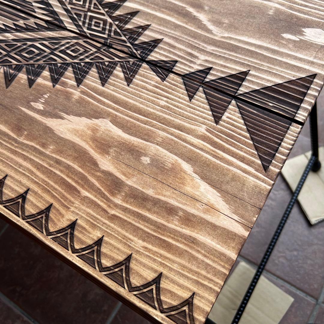 No.559 アイアンローテーブル オルテガテーブル　ネイティブ柄