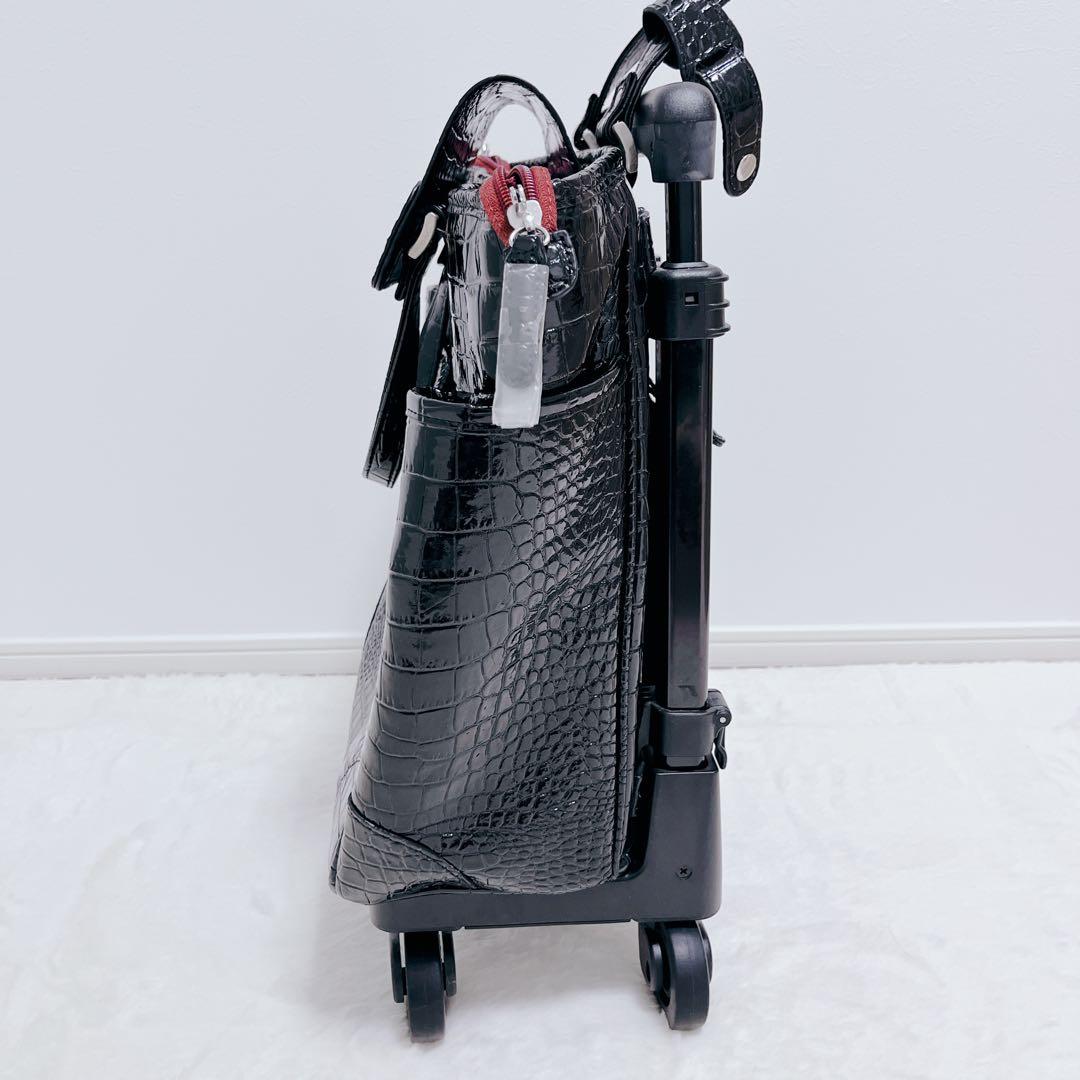 【美品】SWANY スワニー クロコ型押し ブラック キャリーケース 2way