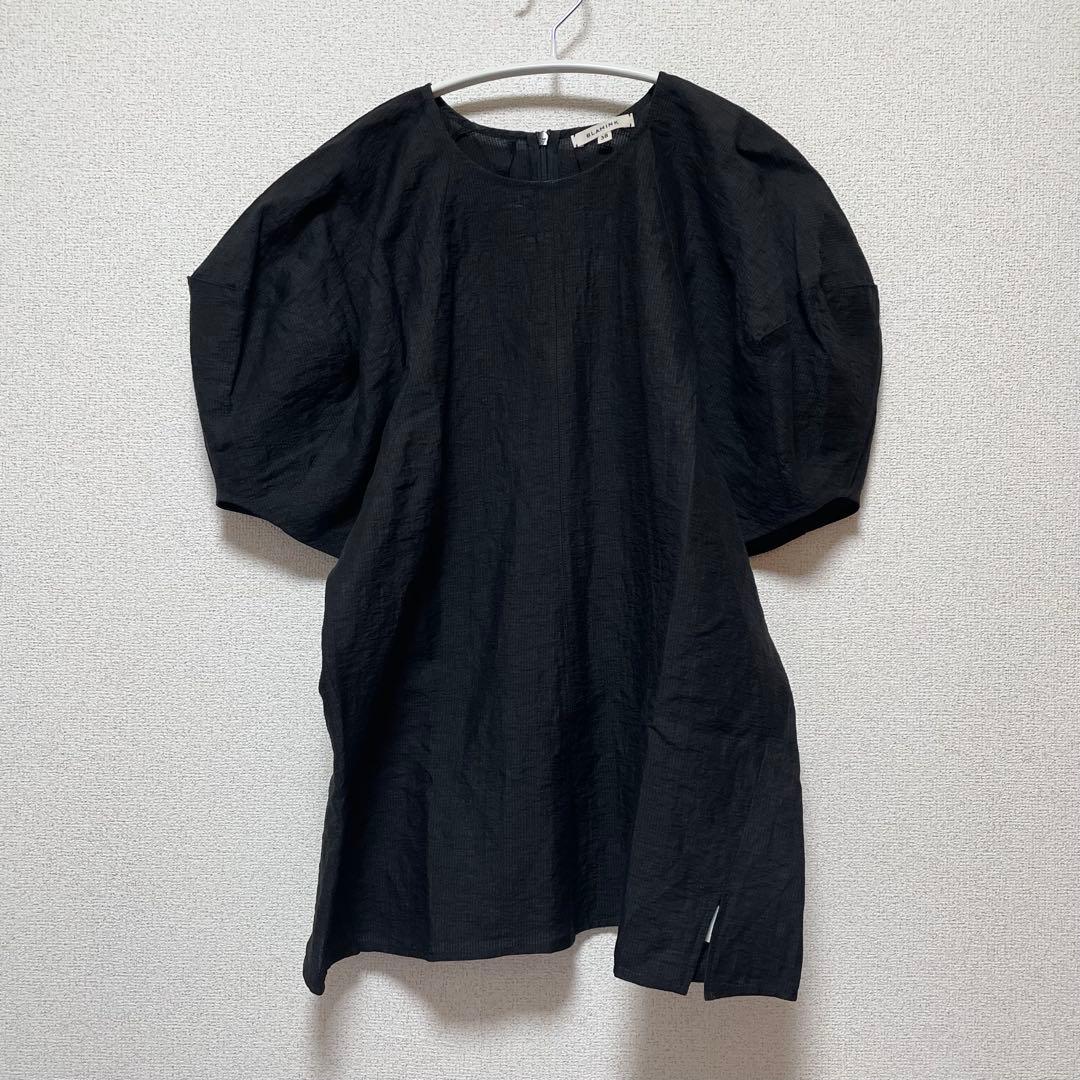 BLAMINK ブラミンク　リネンボリュームスリーブブラウス　ブラック　38