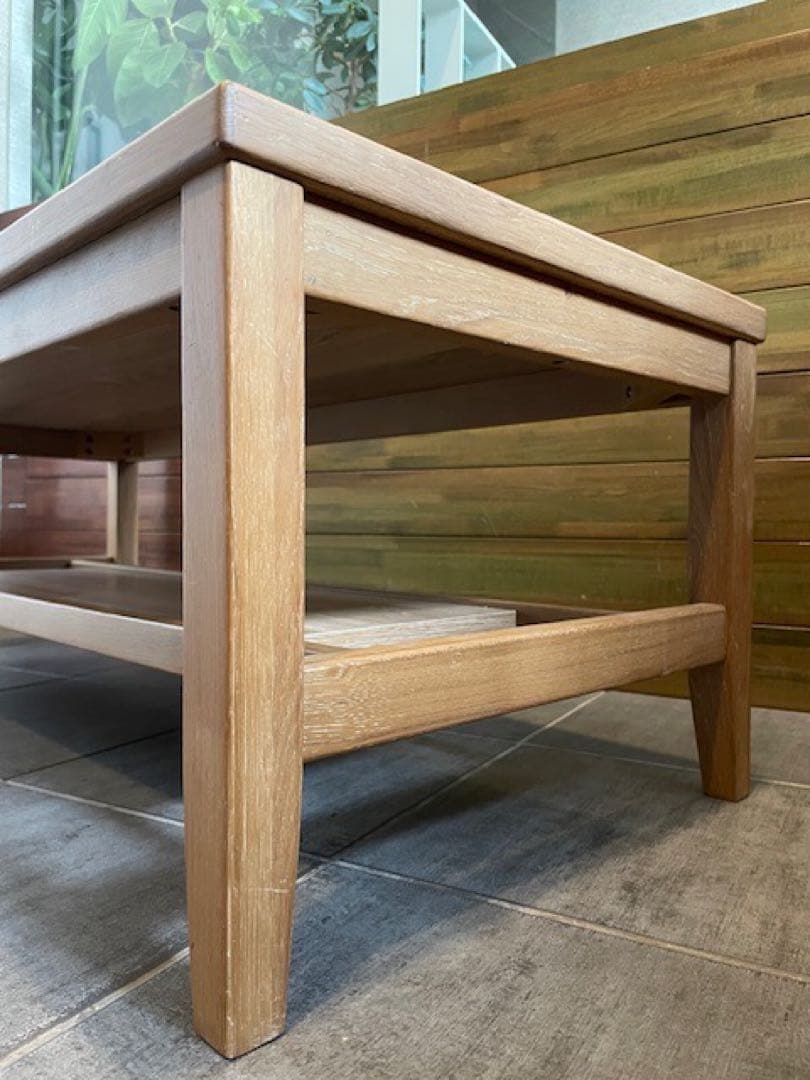 展示品■天然木オーク材 無垢リビングローテーブル/センターテーブル/テレビボード