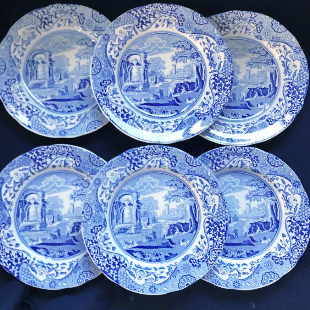 スポード  ブルーイタリアン　19cmプレート  6枚セット