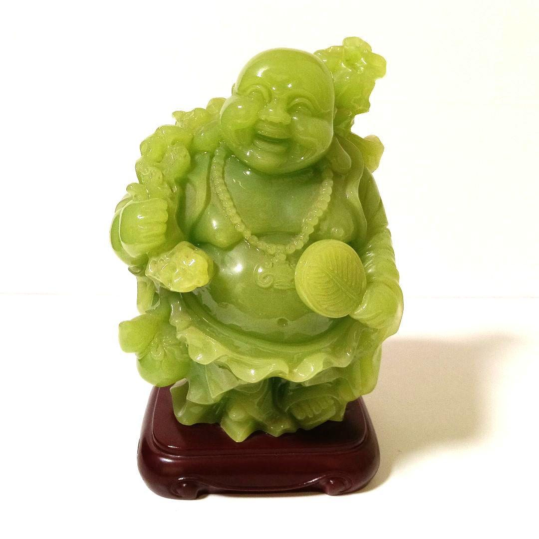 七福神 布袋尊 翡翠石 置物 彫刻 古美術布袋様