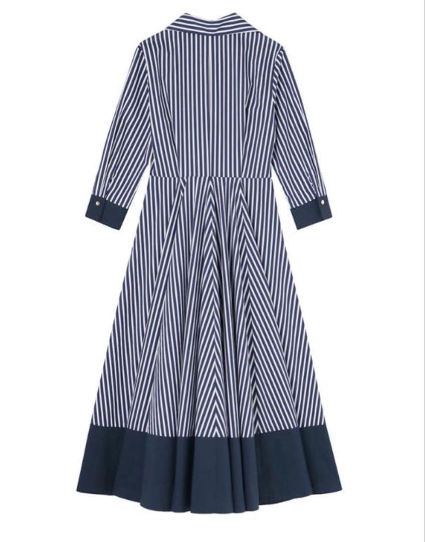 JENNEシャープ配色ワンピースMネイビー