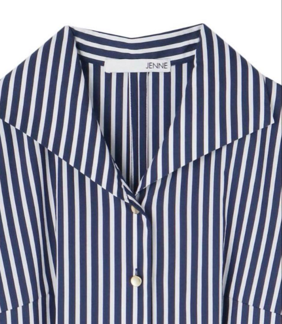 JENNEシャープ配色ワンピースMネイビー