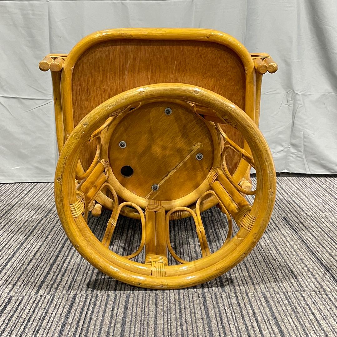 レトロな回転椅子 籐 ラタンチェア アンティーク 昭和