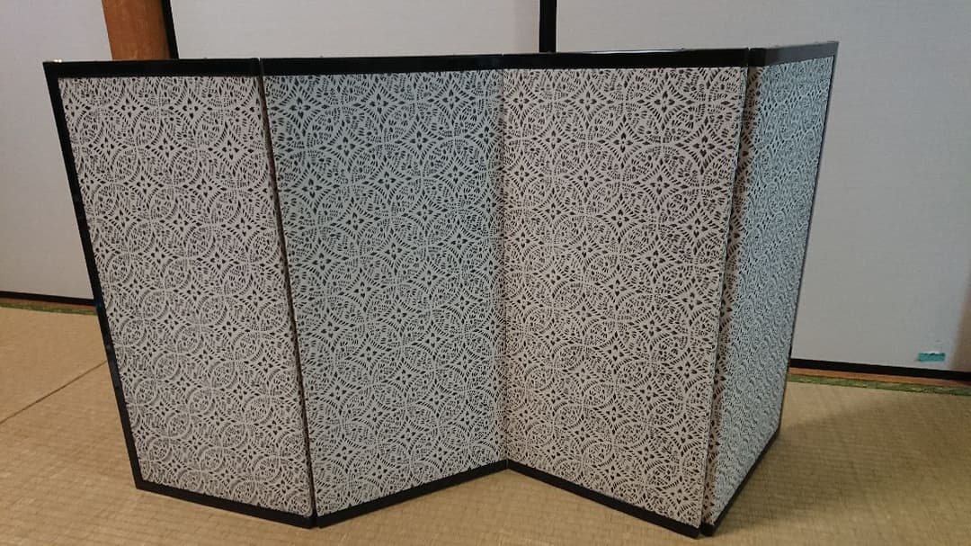 屏風 金閣寺 アヤメの二枚