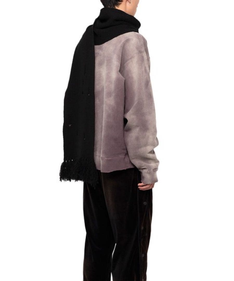 KAMIYA Distressesd Mufflar BLACK マフラー