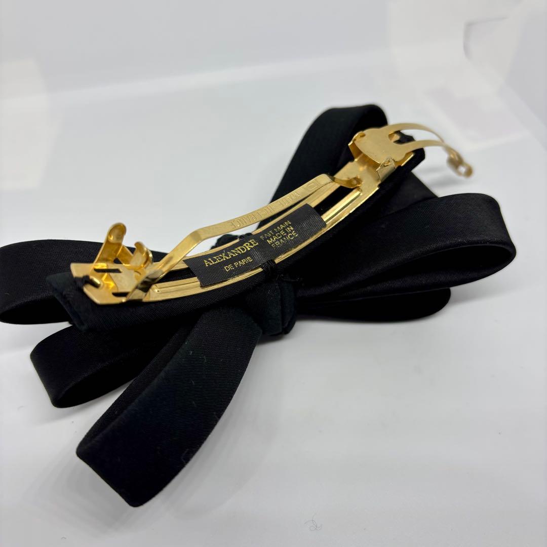 【良品】アレクサンドルドゥパリ バレッタ 重ねリボン 黒 ブラック