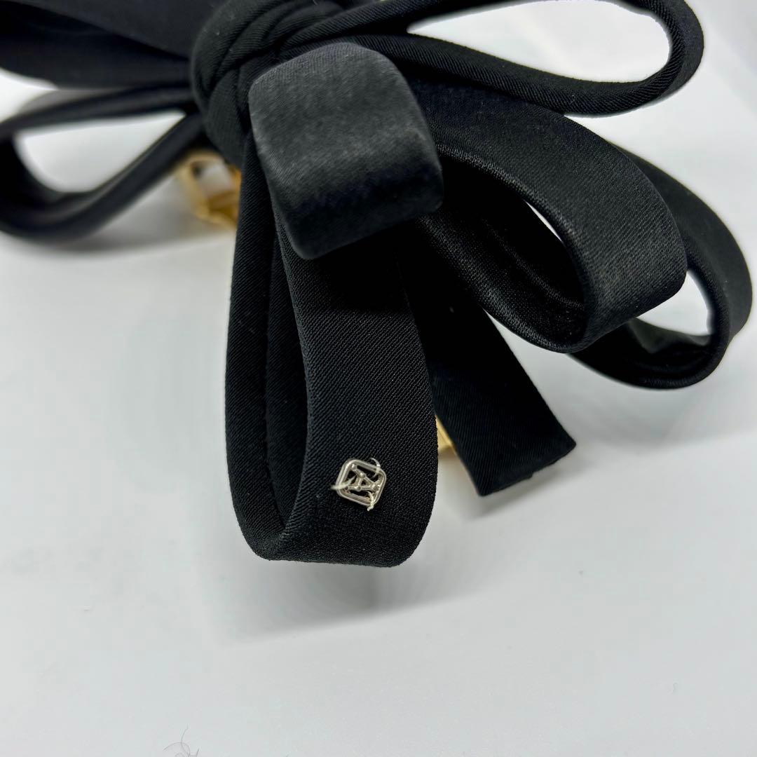 【良品】アレクサンドルドゥパリ バレッタ 重ねリボン 黒 ブラック