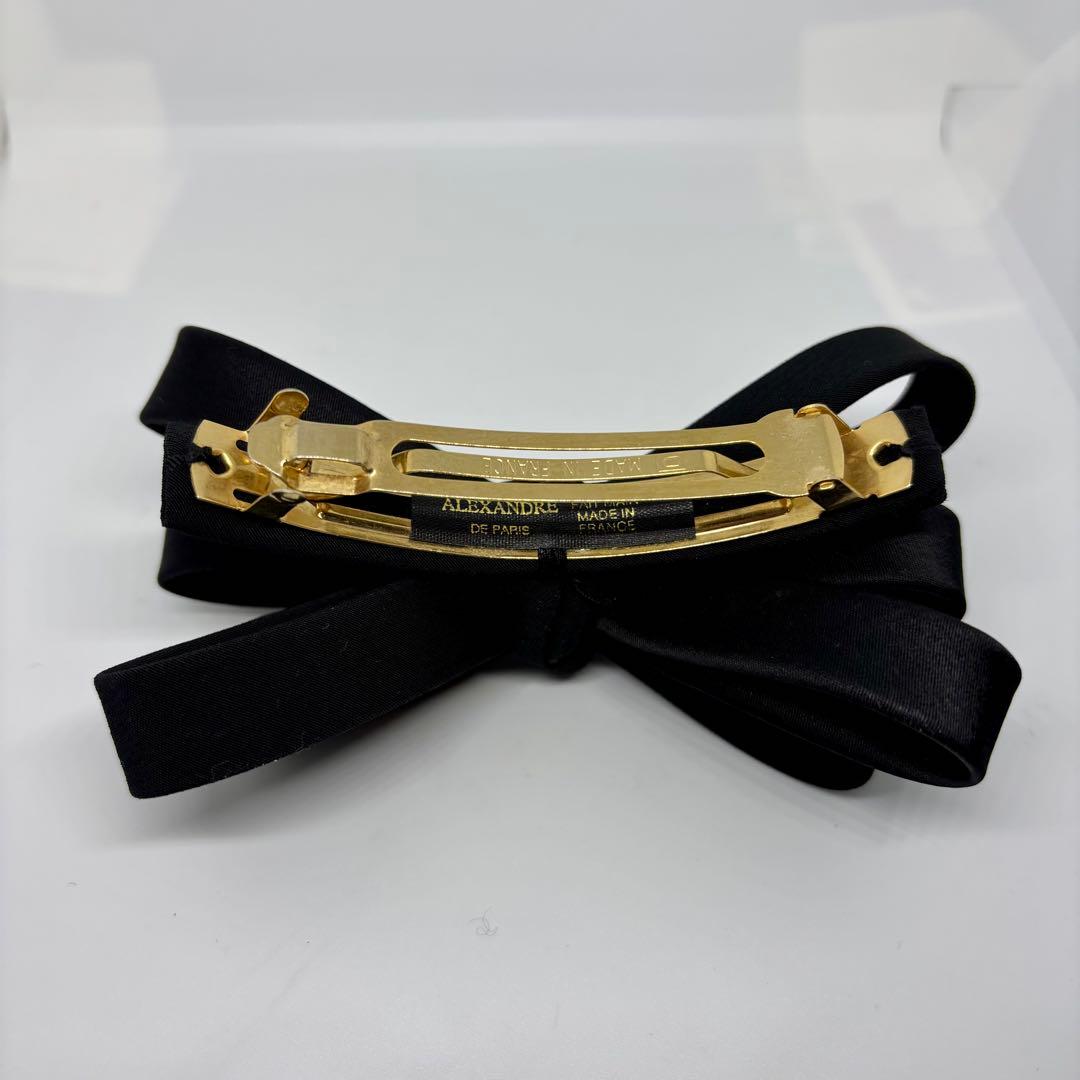 【良品】アレクサンドルドゥパリ バレッタ 重ねリボン 黒 ブラック