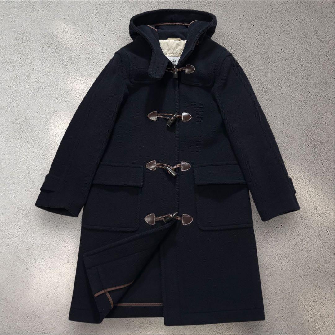 OLD ENGLAND ダッフルコート　ヘリンボーン ライナー付 牛革 ネイビー